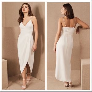 BHLDN Caron V-neck Ivory Crepe Dress